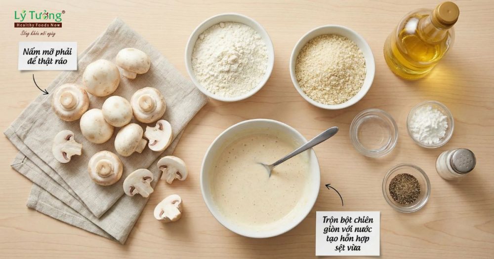 Các nguyên liệu bị cho món nấm mỡ chiên