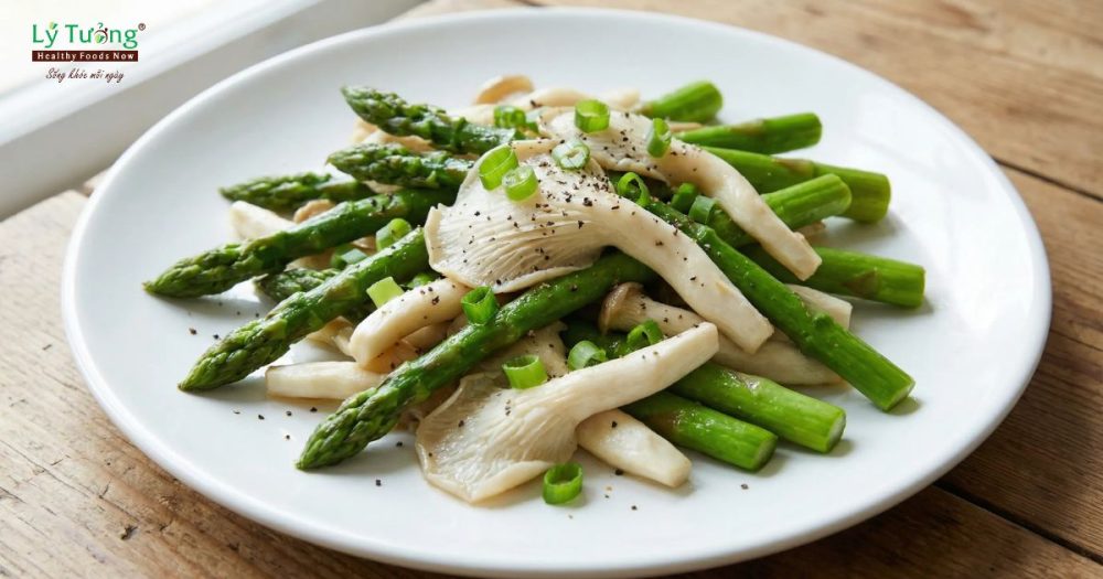 Măng tây xào nấm bào ngư
