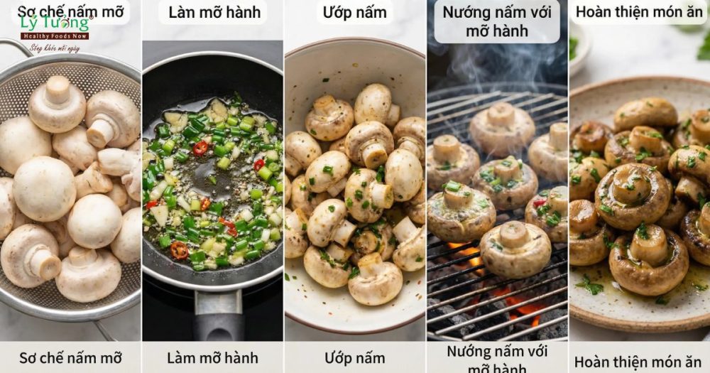 Quy trình nướng nấm mỡ hành thơm ngon mọng nước