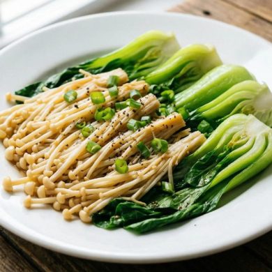 Nấm kim châm xào rau cải