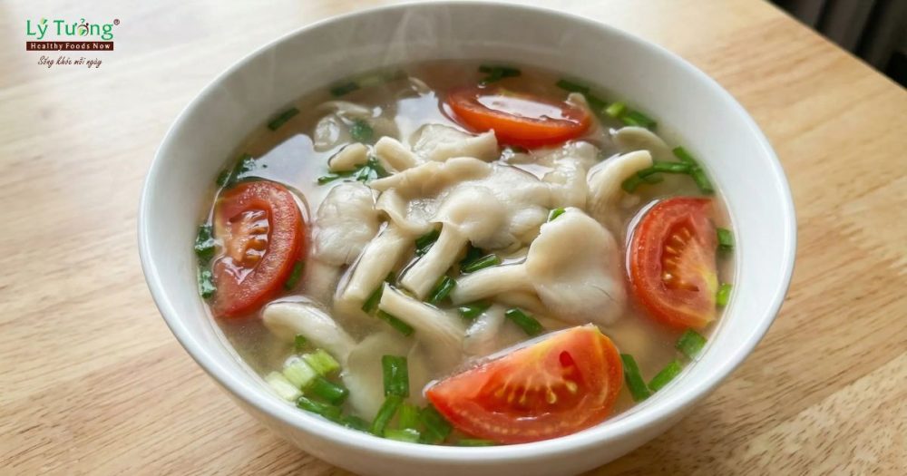 Canh nấm bào ngư cà chua
