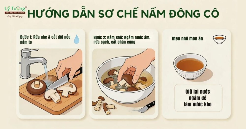 Hướng dẫn sơ chế nấm đông cô