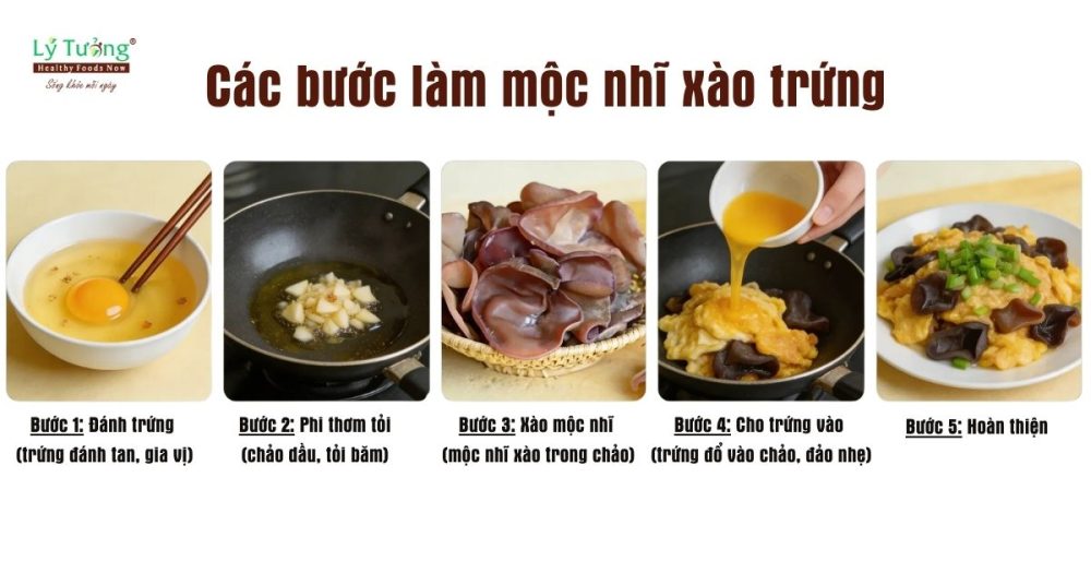 Các bước làm trứng xào với nấm mèo
