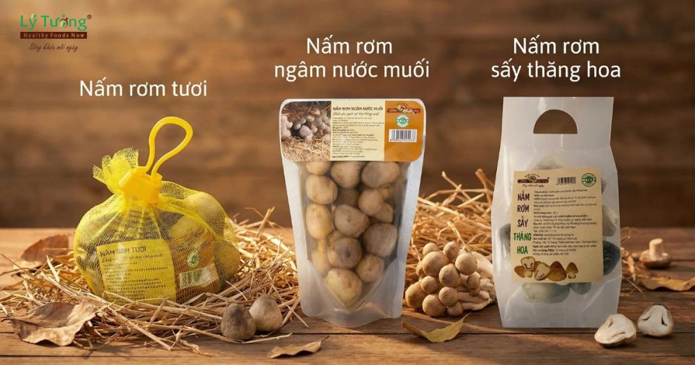 Các sản phẩm nấm rơm của nhà Thực phẩm Lý Tưởng
