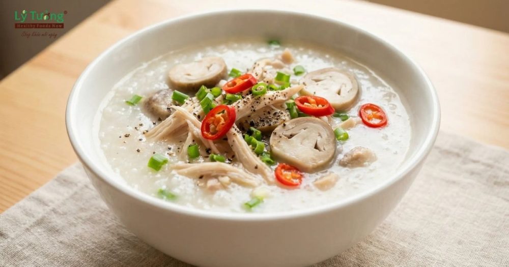 Các nguyên liệu cần chuẩn bị cho cháo gà nấm rơm