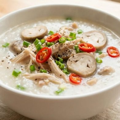 Các nguyên liệu cần chuẩn bị cho cháo gà nấm rơm