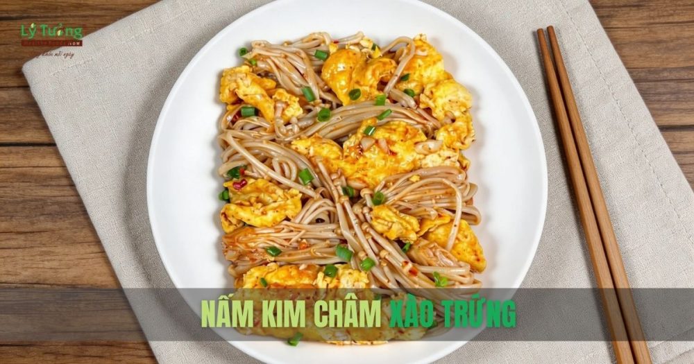 Nấm kim châm xào trứng