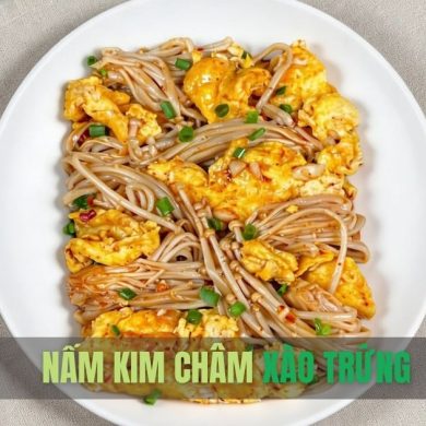 Nấm kim châm xào trứng