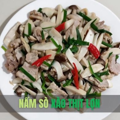 Nấm sò xào thịt lợn