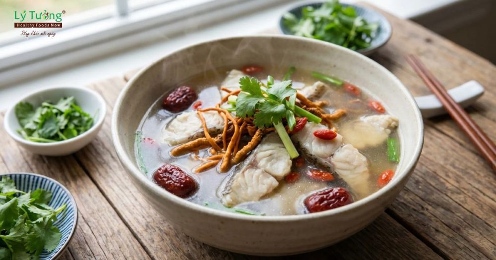 Đông trùng hạ thảo nấu với cá nước ngọt