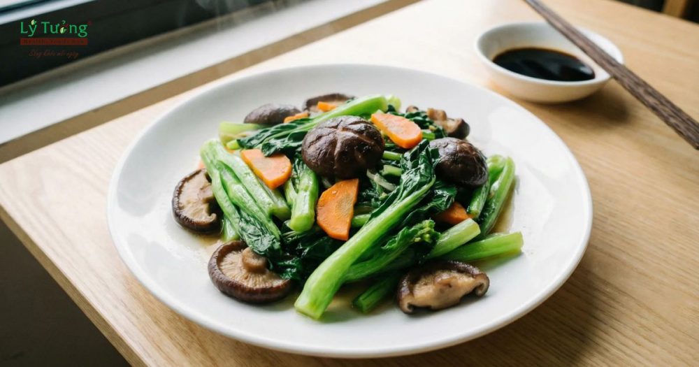 Rau Cải Xào Nấm Hương