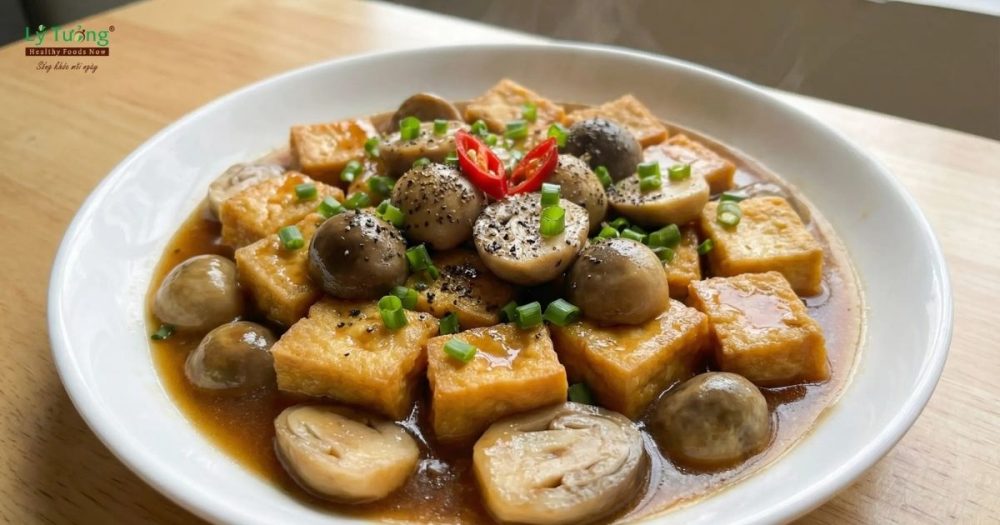 Nấm rơm kho đậu hũ