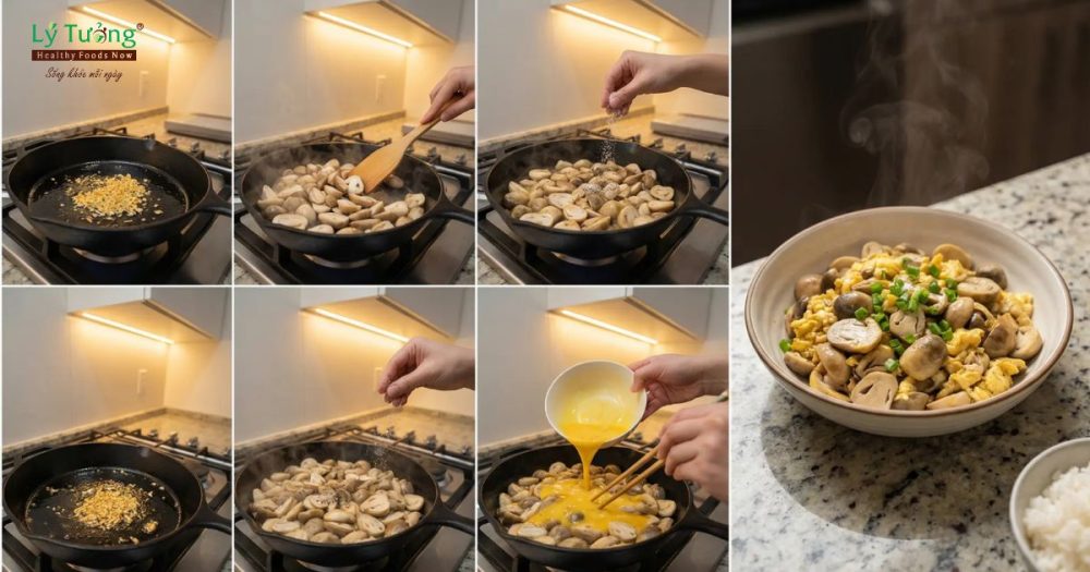 Chế Biến Nấm Rơm Xào Trứng