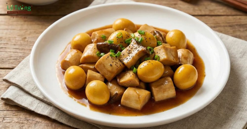 Nấm đùi gà kho trứng cút