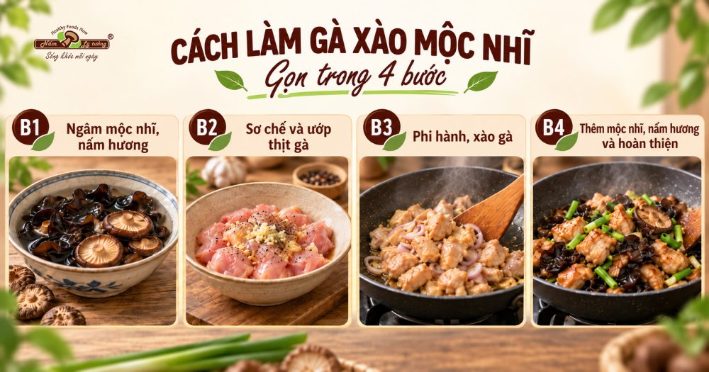 Cách làm món gà xào mộc nhĩ