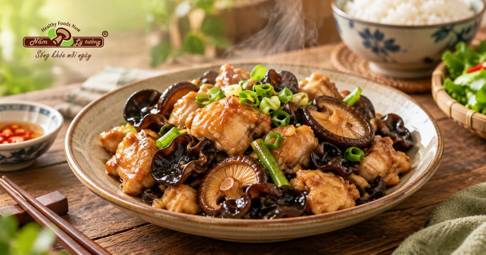 Món gà xào nấm hương thơm ngon