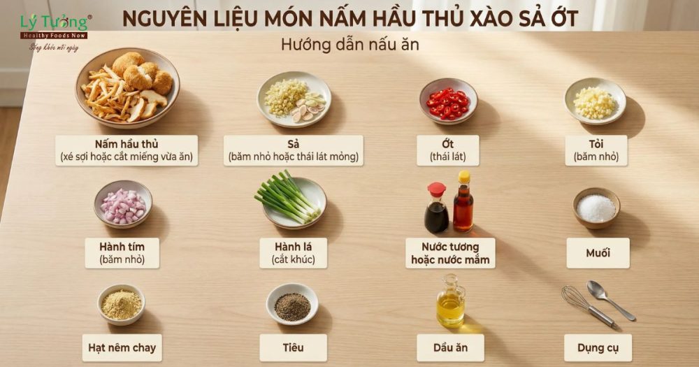 Nguyên liệu nấu hầu thủ xào sả ớt