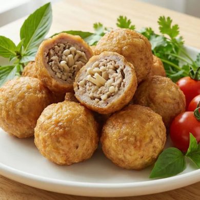 Thịt Viên Chiên Nấm Kim Châm