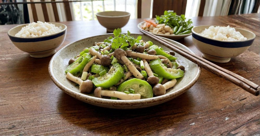 Nấm Mối Xào Mướp – Vị Ngọt Thanh Mát Từ Tinh Túy Đồng Quê
