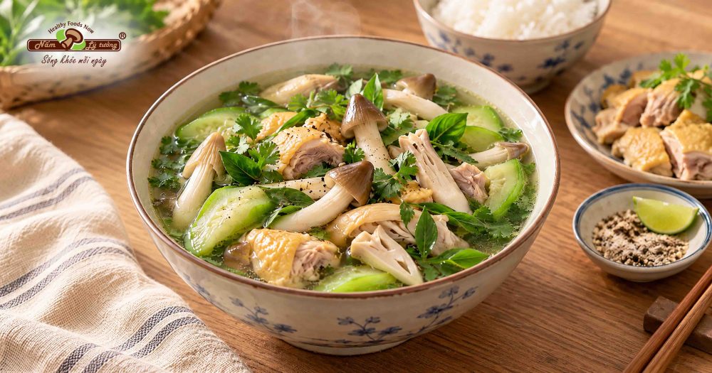Món canh nấm mối nấu thịt gà thanh ngọt