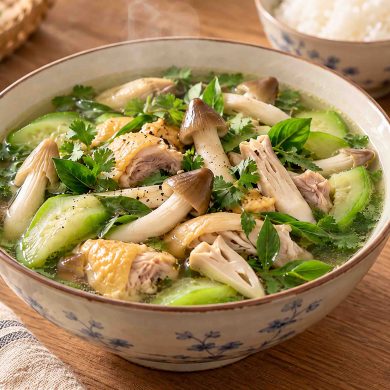 Món canh nấm mối nấu thịt gà thanh ngọt