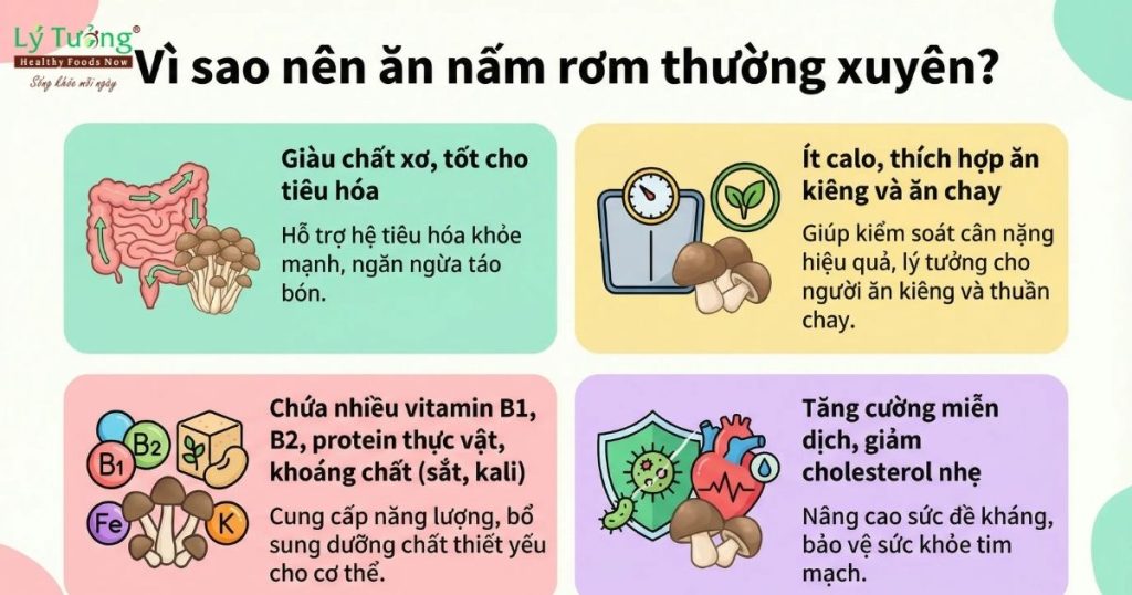 Vì sao nên ăn nấm rơm thường xuyên