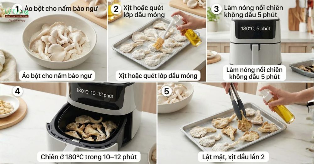Cách chiên nấm bào ngư bằng nồi chiên không dầu