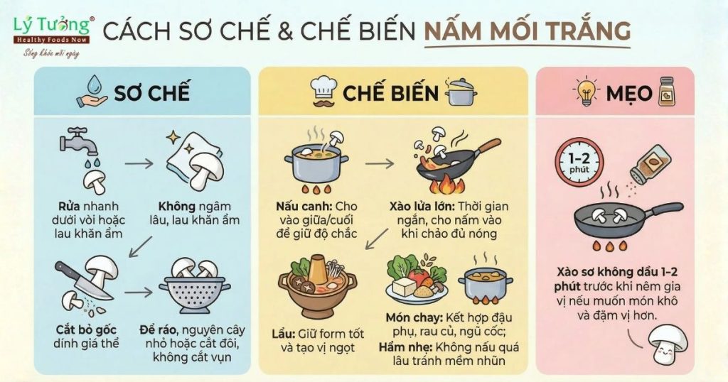 Cách sơ chế và chế biến nấm mối trắng đúng cách