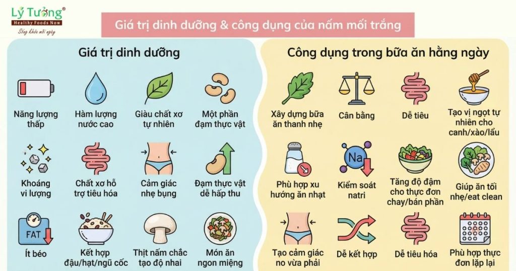 Giá trị và công dụng của nấm mối trắng