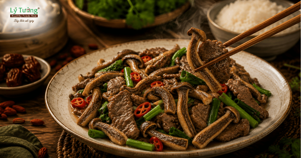 Nấm lộc nhung xào thịt bò