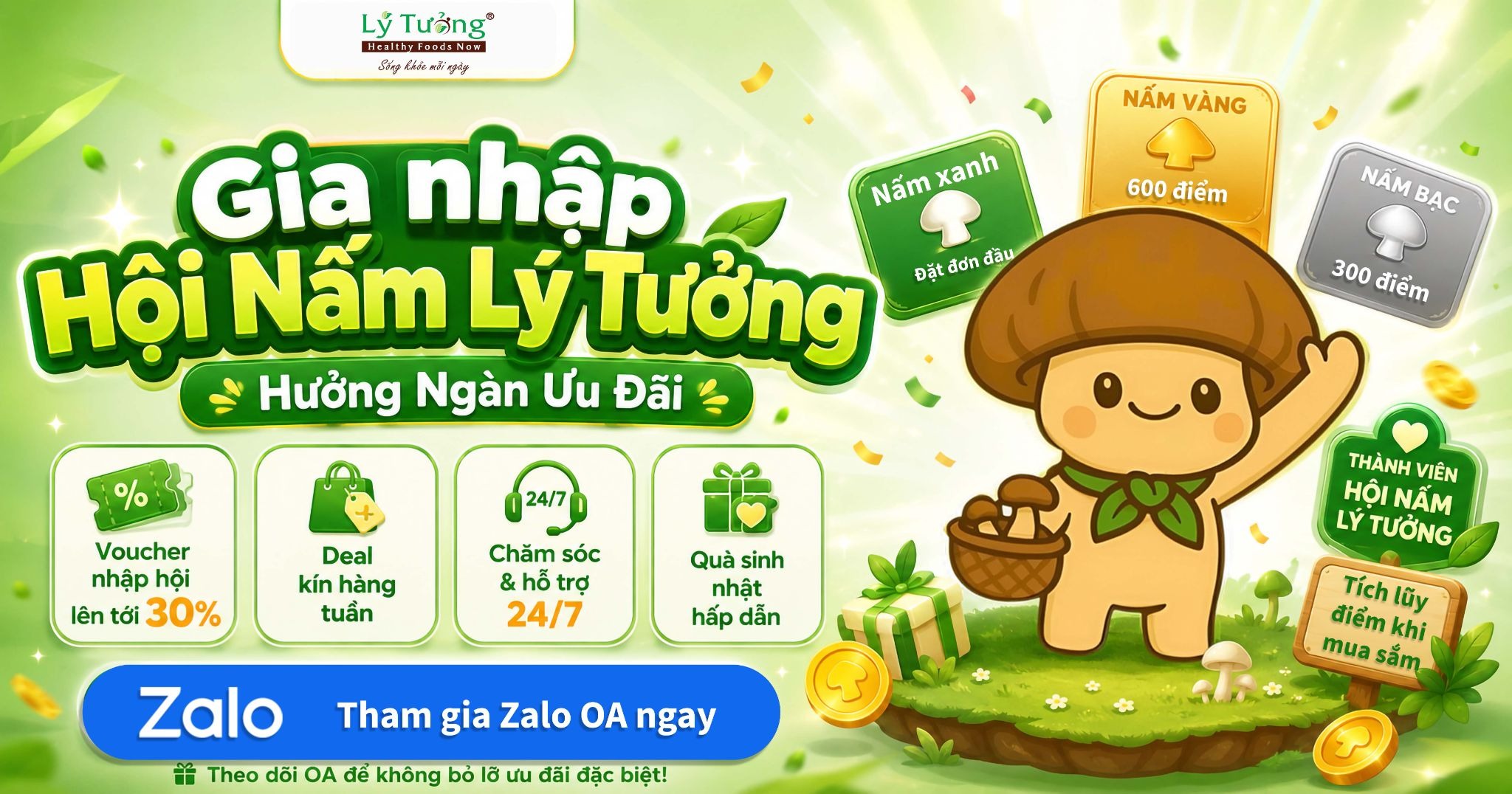 Gia nhập Hội Nấm Lý Tưởng - Hưởng ngàn ưu đãi