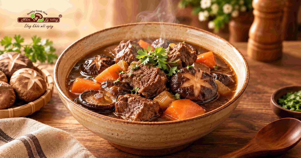 Bò hầm nấm hương thơm ngon bổ dưỡng