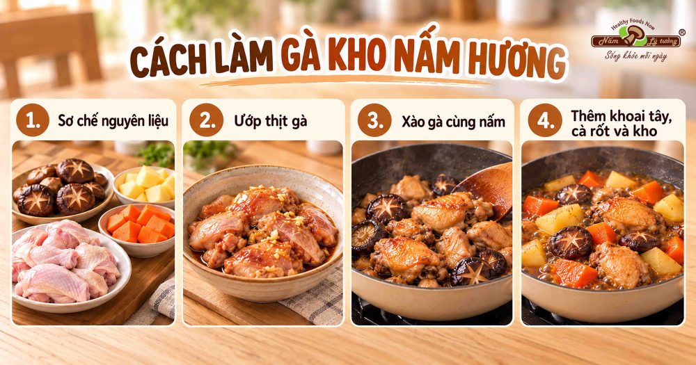 Cách làm món gà kho nấm hương gia đình ai cũng khen ngon
