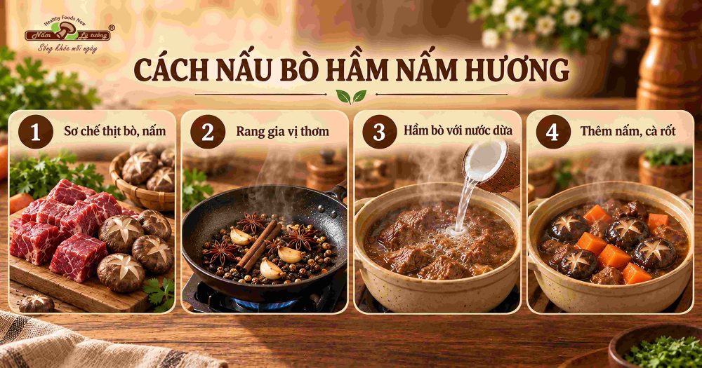 Hướng dẫn cách nấu món bò hầm nấm hương