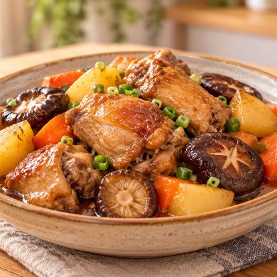 Món gà kho nấm hương khoai tây cà rốt cực hấp dẫn